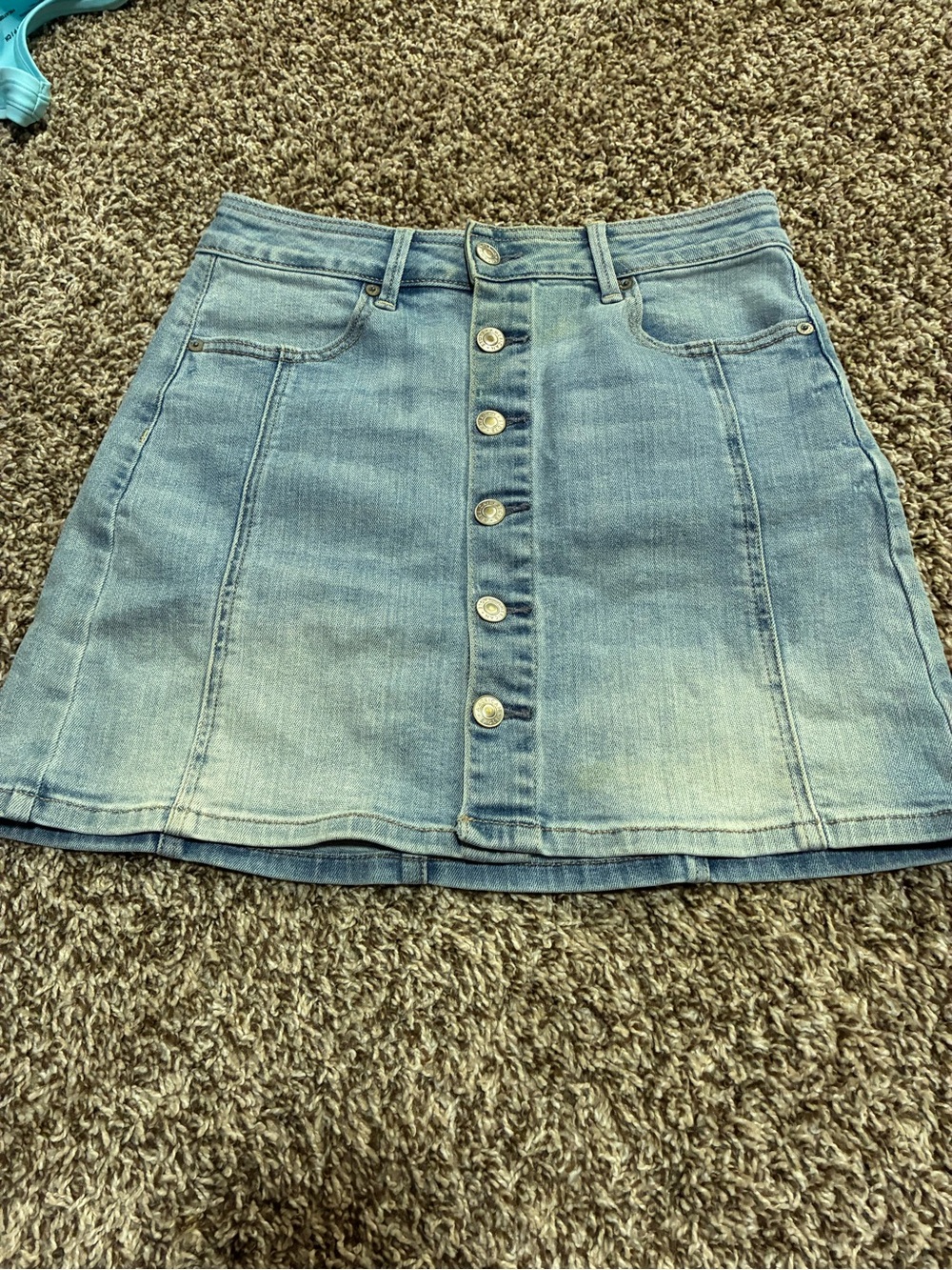 American Eagle Outfitters Light Blue Denim Button-Front Mini Skirt